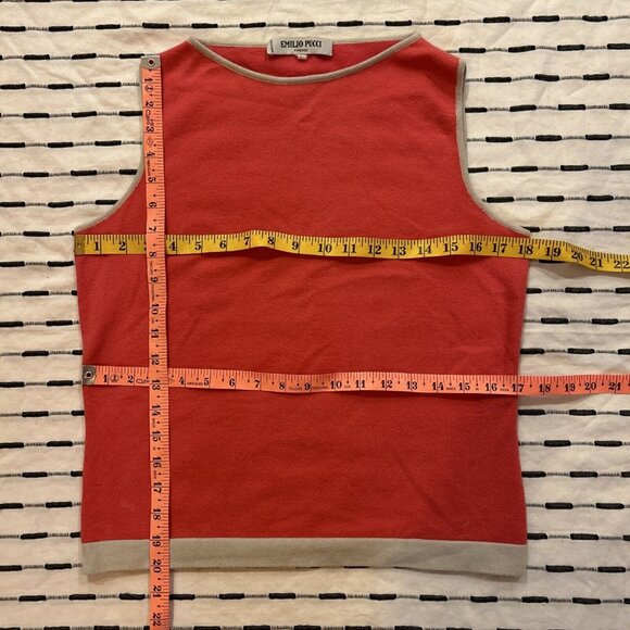 Emilio Pucci Cashmere Blend Tank Vintage Retro Top Sleeveless Coral Women - Picture 4 of 6